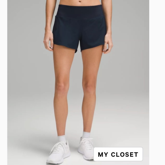 Lululemon Speed Up Mid-Rise Lined Short 4" - True Navy - Size 8 - Picture 1 of 5